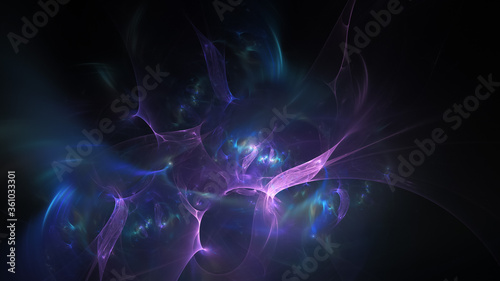 Abstract colorful pink and blue glowing shapes. Fantasy light background. Digital fractal art. 3d rendering.
