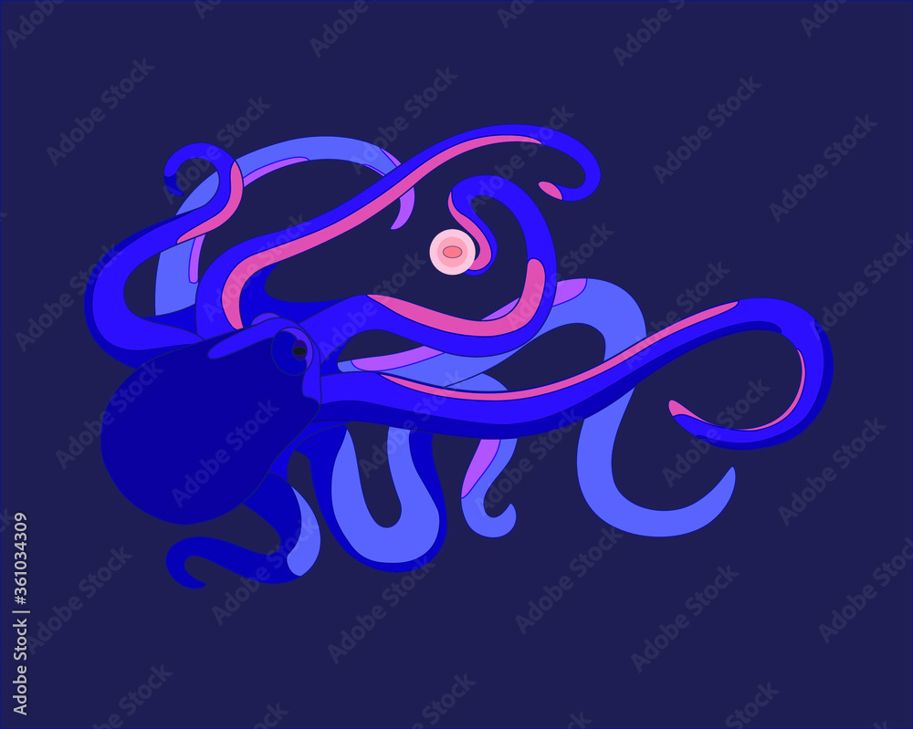 An octopus that encircles pearls with its tentacles An octopus that encircles pearls with its tentacles