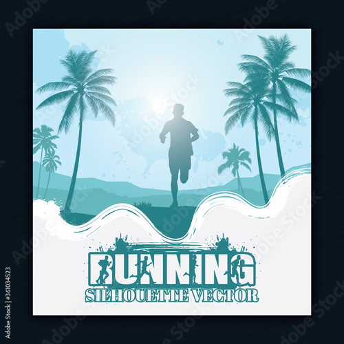 Running silhouettes. Vector illustration, Trail Running, Marathon runner.	