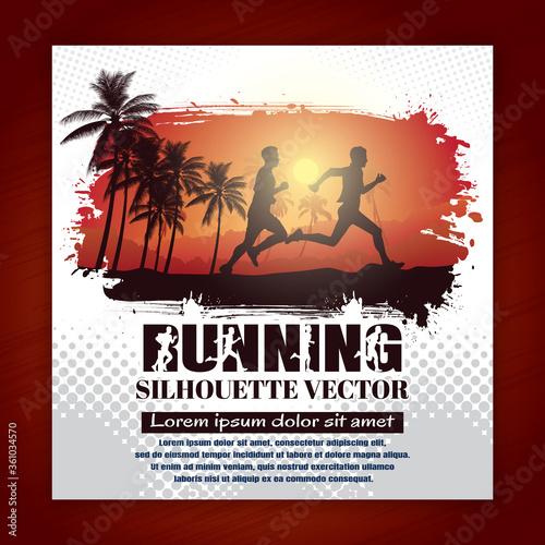 Running silhouettes. Vector illustration, Trail Running, Marathon runner.	