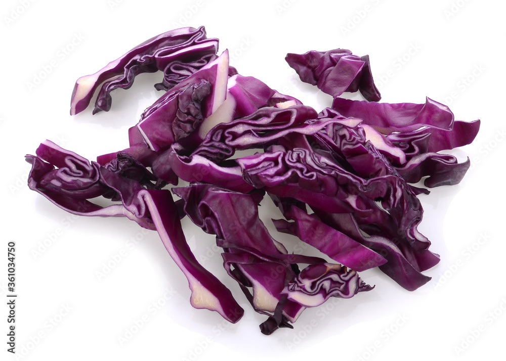 Red cabbage one slice isolated on white background. Clipping Path.