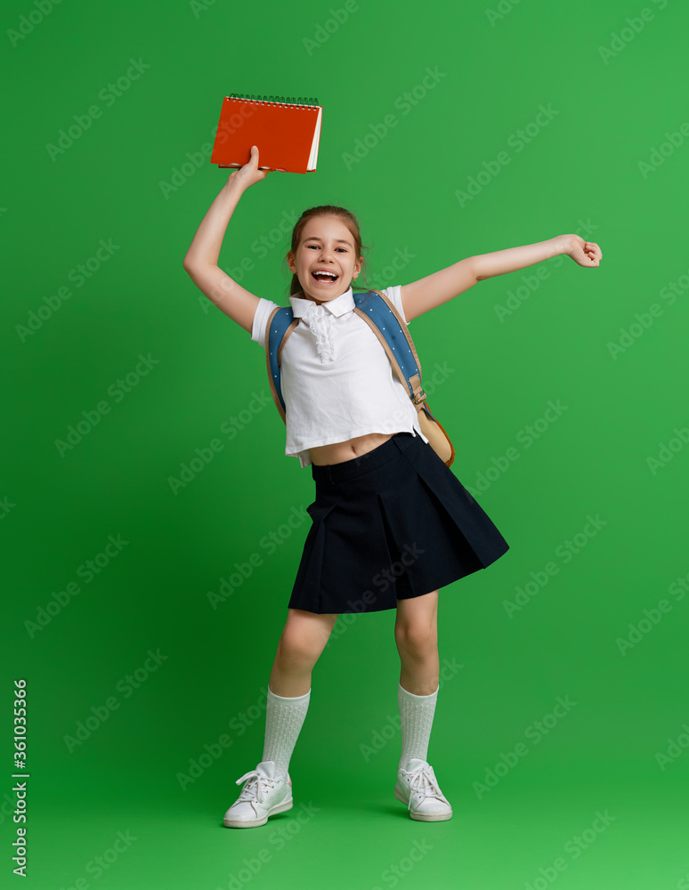 Kid with backpack on color background. Kid with backpack on color background.