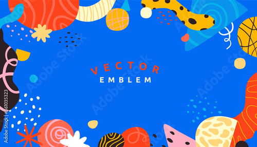 Vector abstract creative background in minimal trendy style with copy space for text and modern art shapes - digital collage, horizontal design template , simple, stylish and minimal wallpaper design 