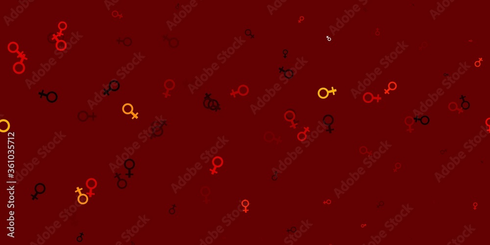 Light Red, Yellow vector template with businesswoman signs.