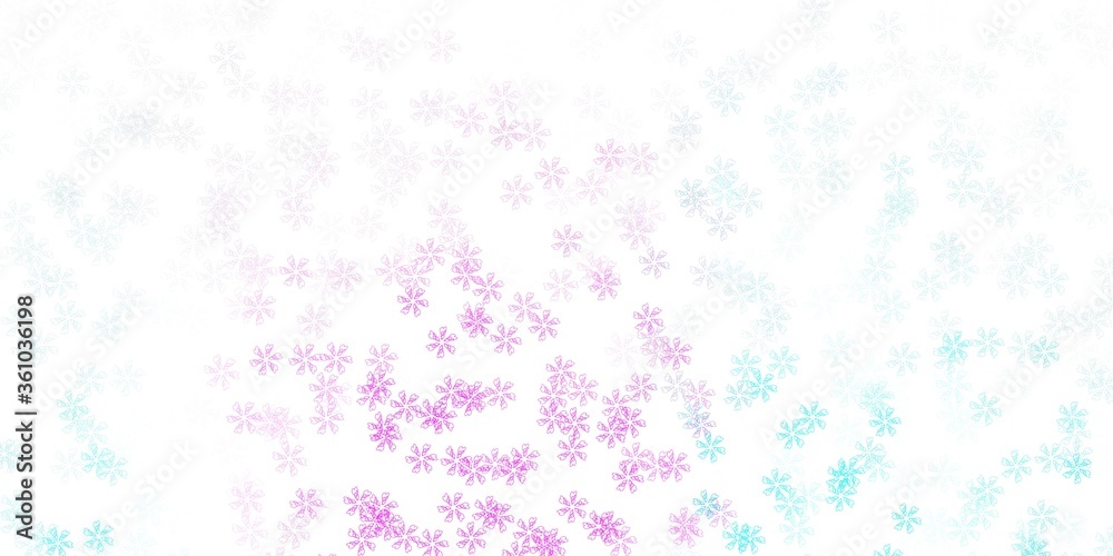 Light pink, blue vector abstract pattern with leaves.