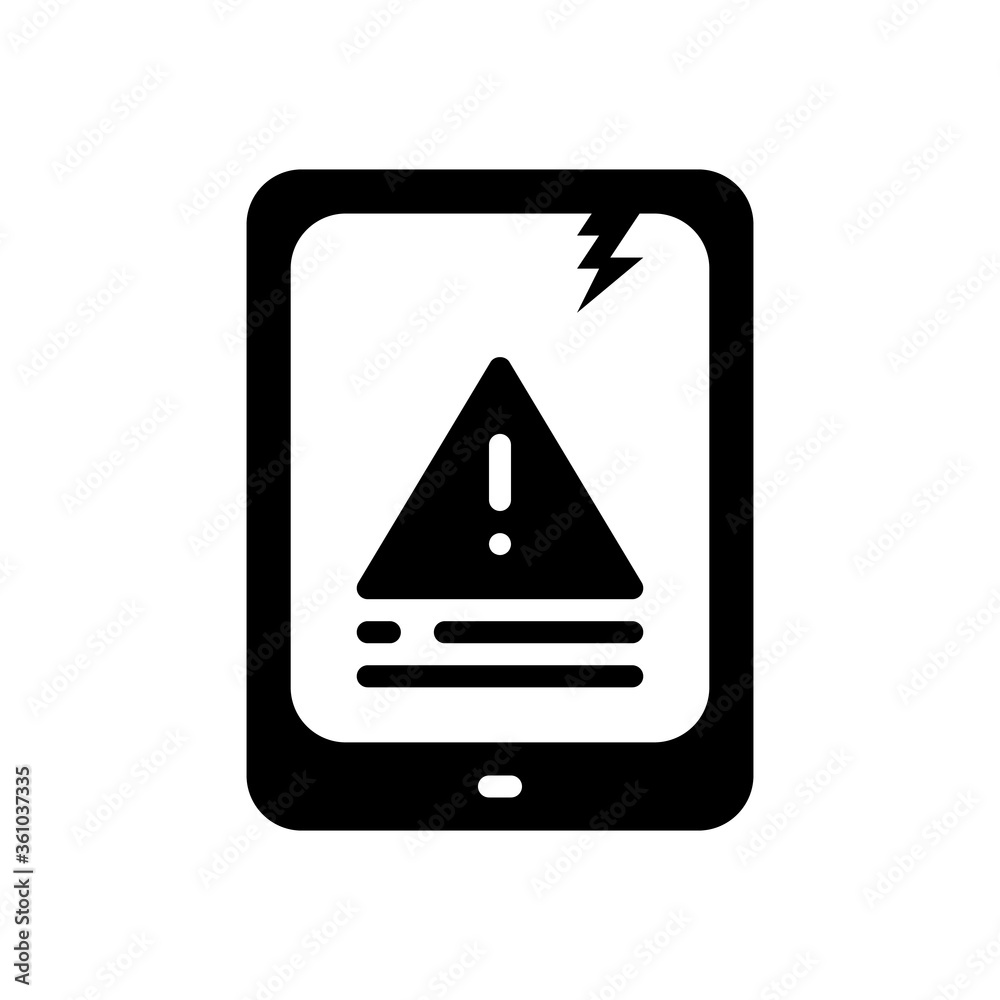 tablet error system icon in glyph style isolated on white background. EPS 10 tablet error system icon in glyph style isolated on white background. EPS 10