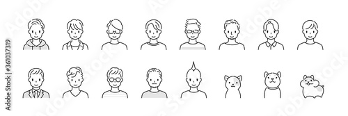 男性のシンプル顔アイコン