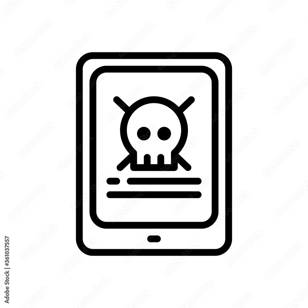 line style icon of tablet error system. vector illustration for graphic design, website, UI isolated on white background. EPS 10
