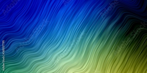 Light Blue, Green vector backdrop with curves. Colorful abstract illustration with gradient curves. Best design for your ad, poster, banner.