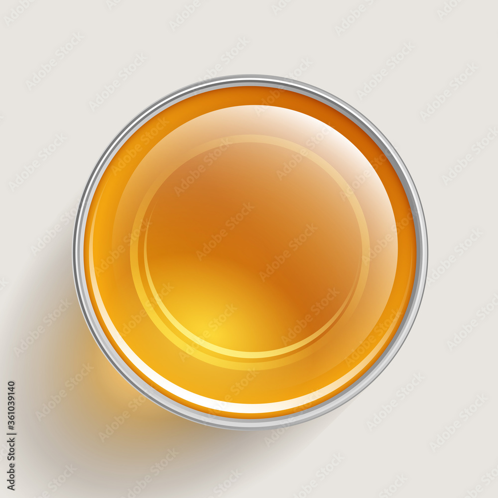 Vector illustration. Drink in a glass. Top view. 
