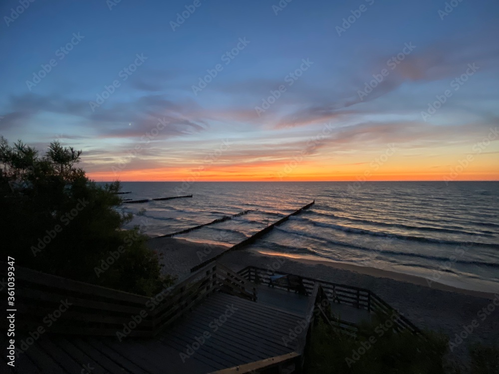 sunset on the beach. Poland. Baltic Sea 