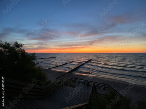 sunset on the beach. Poland. Baltic Sea 