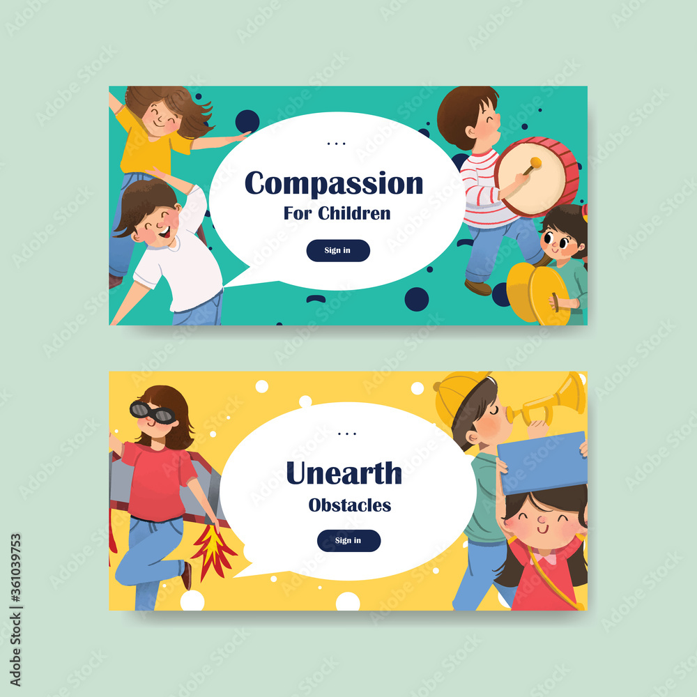 Twitter template with youth day design for international youth day,social media,online community and internet watercolor vector illustration Twitter template with youth day design for international youth day,social media,online community and internet watercolor vector illustration