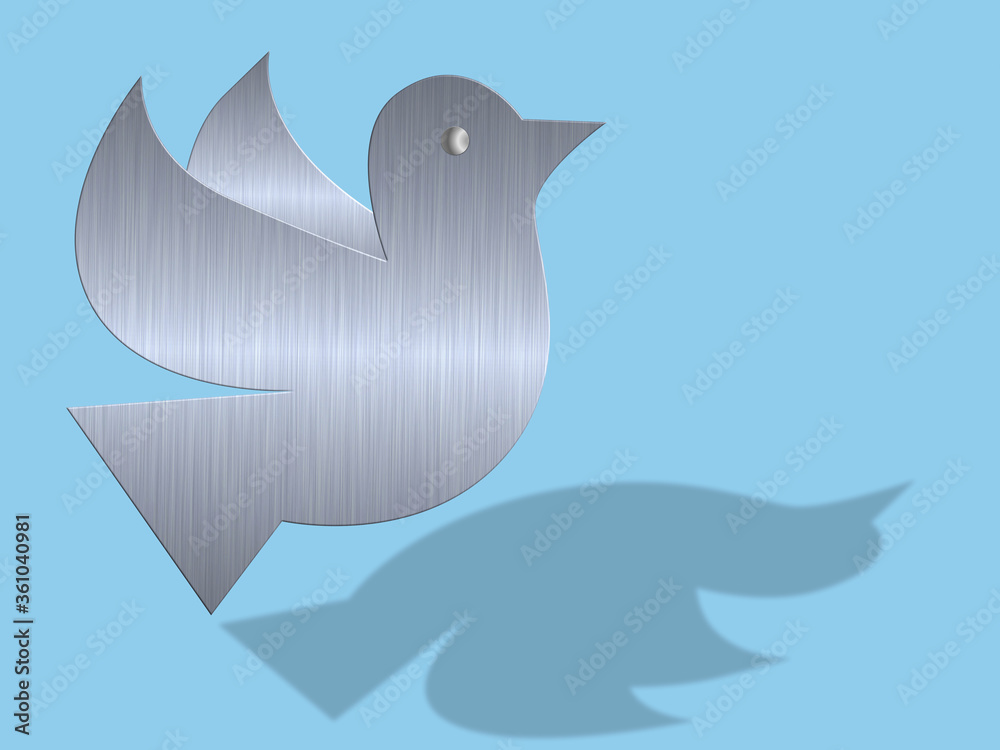 Vogel aus Metall auf blauen Hintergrund. Vogel aus Metall auf blauen Hintergrund.