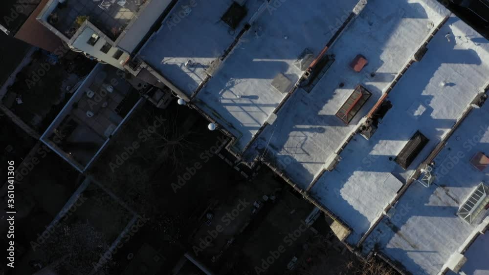 aerial close downward shot over the rooftops of Harlem New York City in the am aerial close downward shot over the rooftops of Harlem New York City in the am