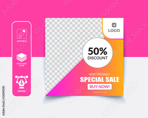 Social media post design. editable modern vector social media banner for the post. 