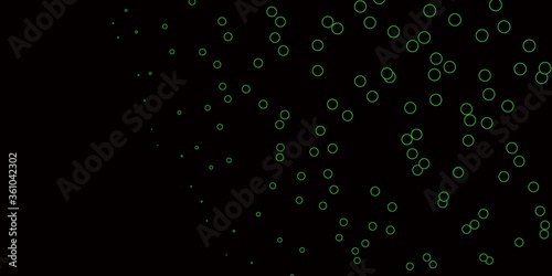 Dark Green vector background with bubbles. Glitter abstract illustration with colorful drops. Pattern for websites.