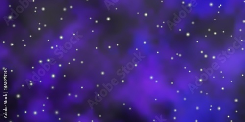 Dark Purple vector background with small and big stars. Blur decorative design in simple style with stars. Theme for cell phones.