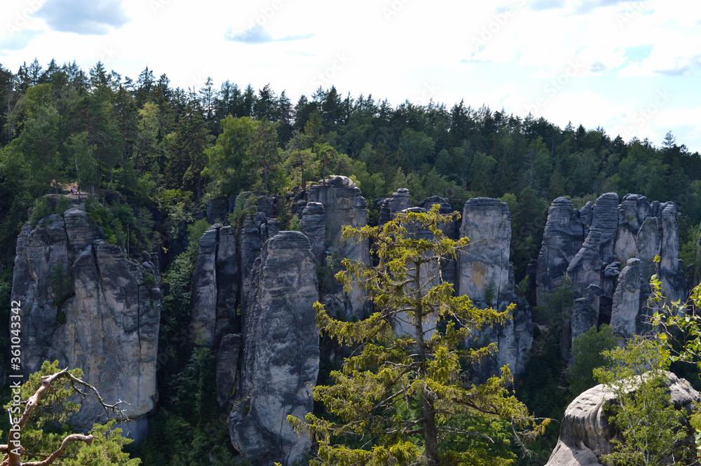 Prachov rocks in the Czech Republic national park during hike