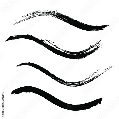 Makeup strokes, Set of mascara smudge, makeup eye pencil swatches, Beauty and cosmetic black brush smudges vector background. smear make up lines collection, liquid make up texture isolated on white.