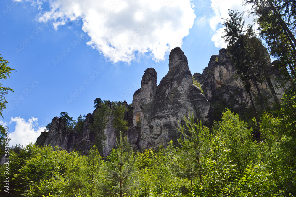 Prachov rocks in the Czech Republic national park during hike
