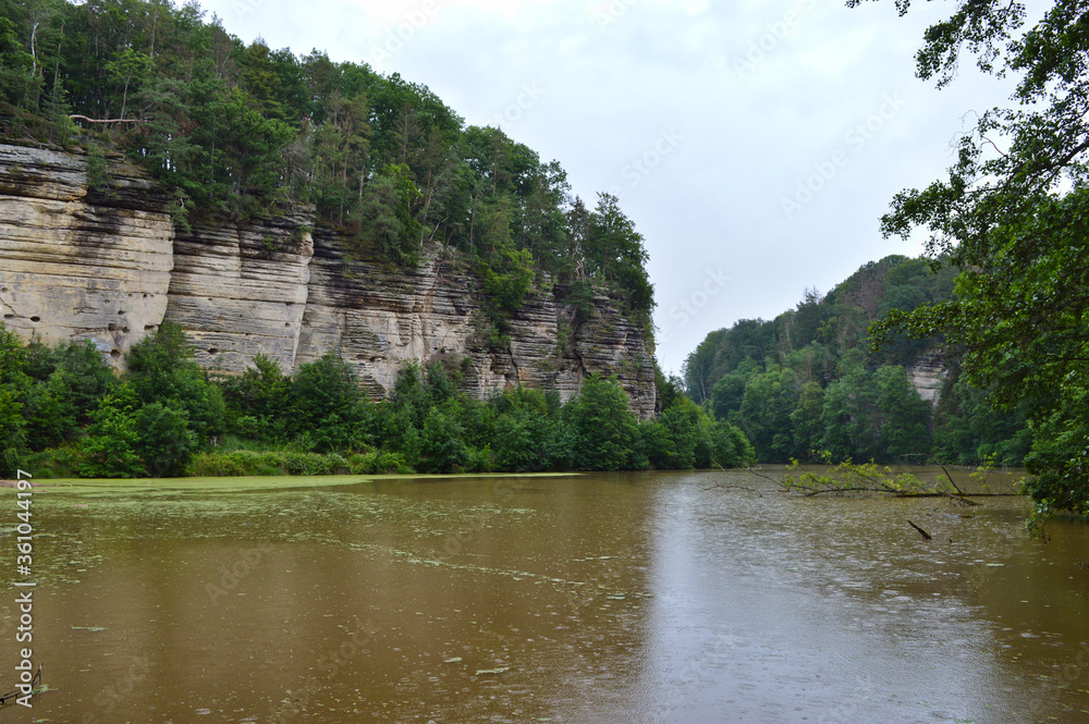 Fototapeta premium Sandstone rocks at Plakanek valley landscape in Czech Republic 