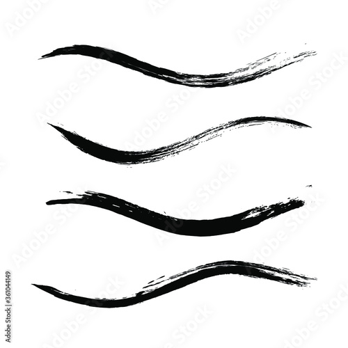 Makeup strokes, Set of mascara smudge, makeup eye pencil swatches, Beauty and cosmetic black brush smudges vector background. smear make up lines collection, liquid make up texture isolated on white.