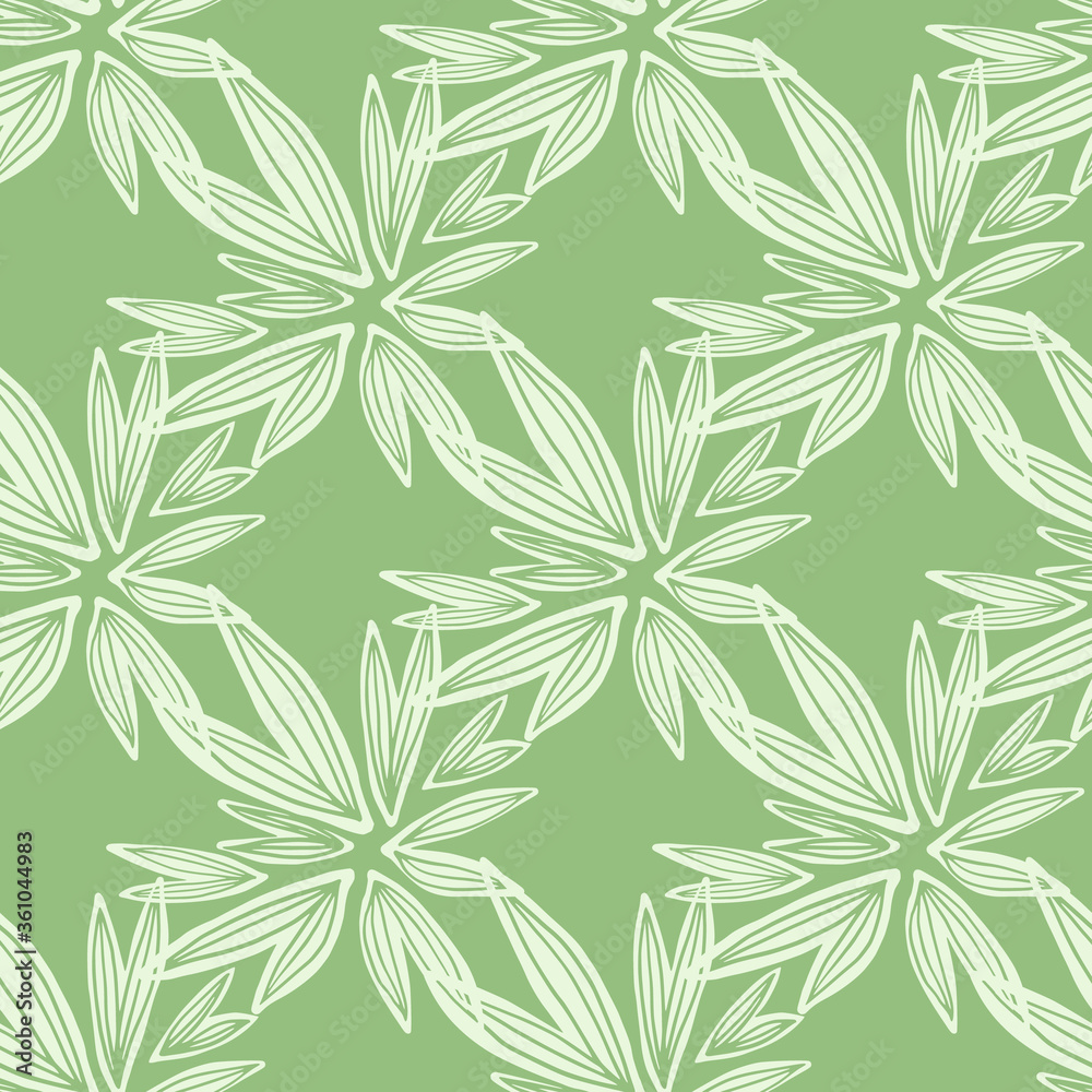 Retro floral wallpaper. Creative bud seamless pattern on green background.