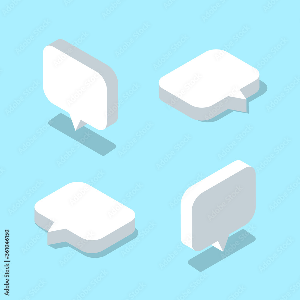 Set of isometric Speech bubble icons. - Vector