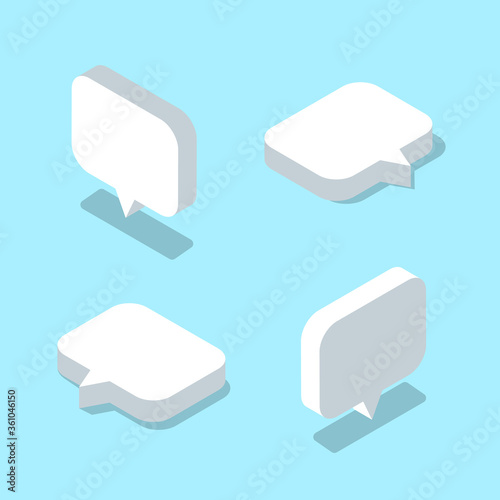 Set of isometric Speech bubble icons. - Vector