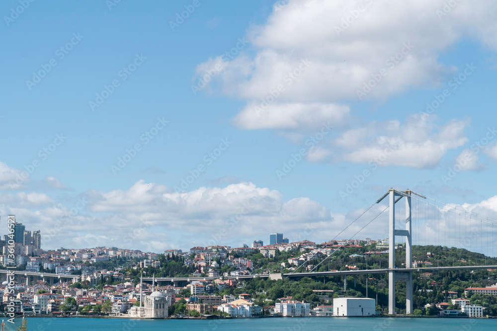 Panaromic view of istanbul with Bosporus Bridge in Turkey