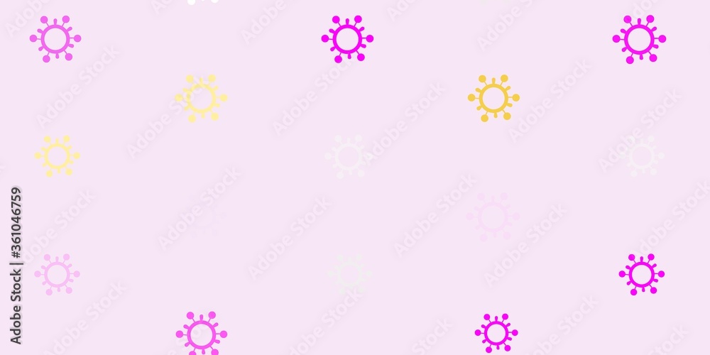 Light Pink, Yellow vector pattern with coronavirus elements. Light Pink, Yellow vector pattern with coronavirus elements.