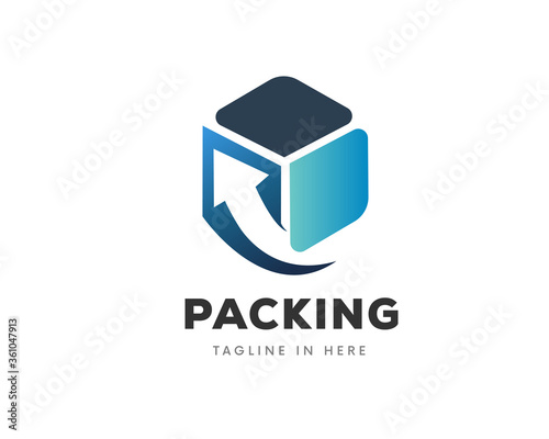 box with arrow packing delivery order logistic logo symbol design illustration