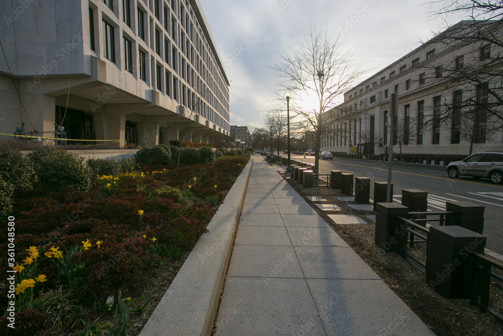 Spring, 2016 - Washington DC, USA - Cozy streets of the US capital. Residential neighborhoods Washington DC