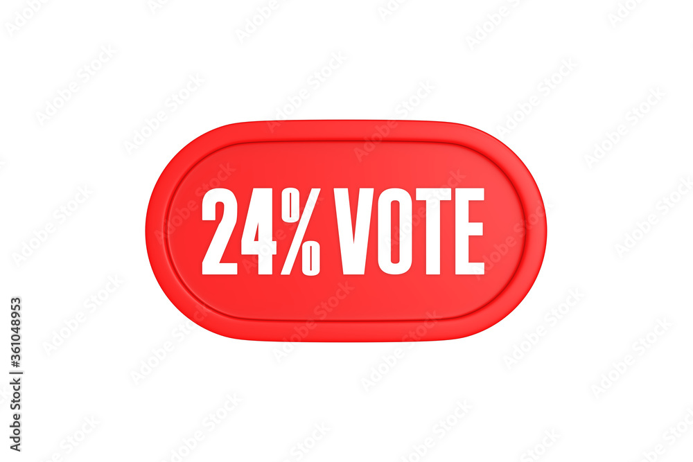 24 Percent Vote 3d sign in red color isolated on white background, 3d illustration. 24 Percent Vote 3d sign in red color isolated on white background, 3d illustration.