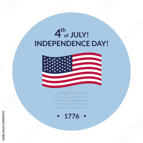  4th of July. American flag logo. In isolation. Nationality, patriotism, holidays concept.
