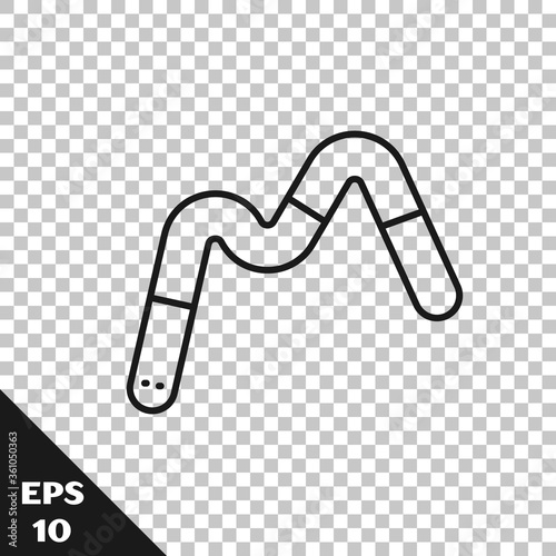 Black line Jelly worms candy icon isolated on transparent background. Vector.