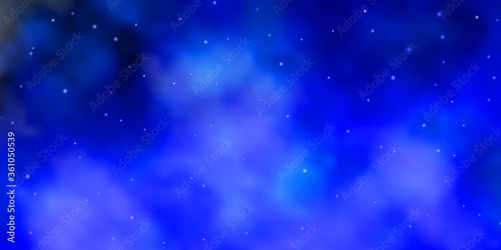 Dark BLUE vector background with small and big stars. Decorative illustration with stars on abstract template. Pattern for websites, landing pages.