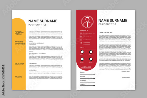 Beautiful CV / Resume template - vector minimalist - color resume cv template