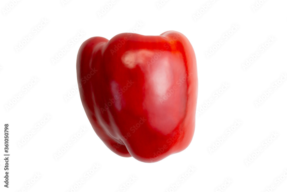 Red bell pepper close-up isolated on a white background. Red bell pepper close-up isolated on a white background.
