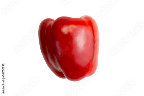 Red bell pepper close-up isolated on a white background.