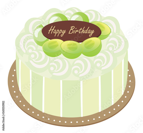 Birthday cake with muscat and cream in green