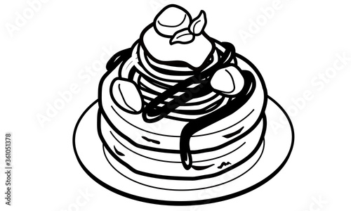 お皿に乗った栗とモンブランのパンケーキ © Kiku