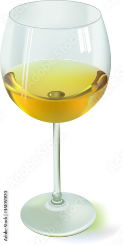 glass of white wine on a white background