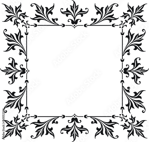 decorative  frame using elements from leaves for design invitations, frames, menus and labels. Graphic design of the site, cafes, boutiques, hotels, invitations for weddings