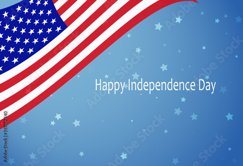 USA Independence Day card with american flag and stars. Vector Background for congratulations.