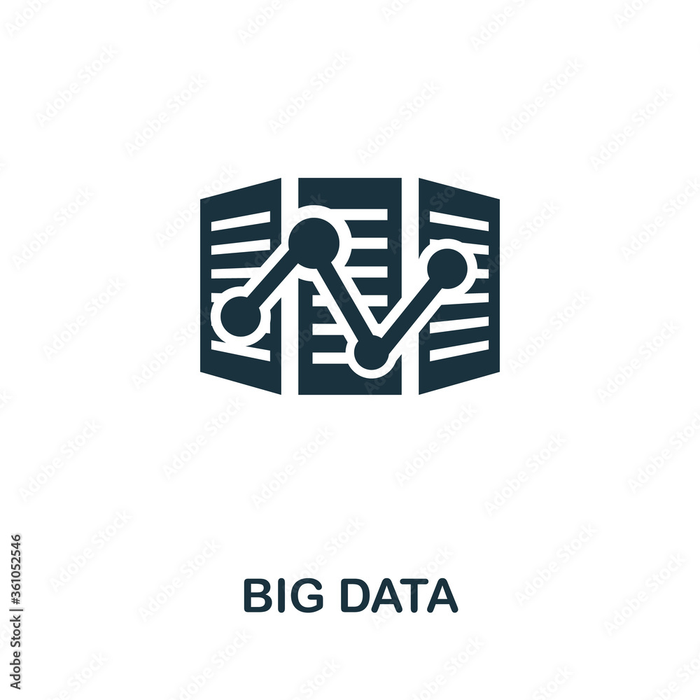 Big Data icon. Creative simple design from artificial intelligence icons collection. Filled big data icon for infographics and banner Big Data icon. Creative simple design from artificial intelligence icons collection. Filled big data icon for infographics and banner