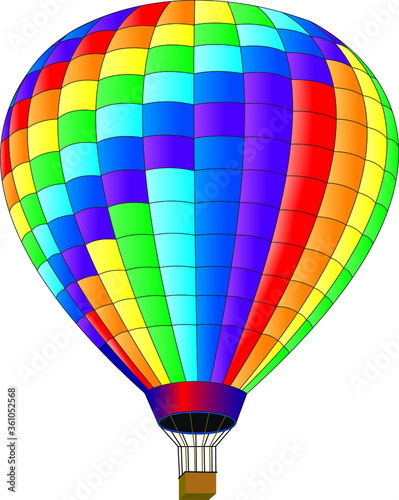 Balloon yellow, blue, red, purple, green on white background