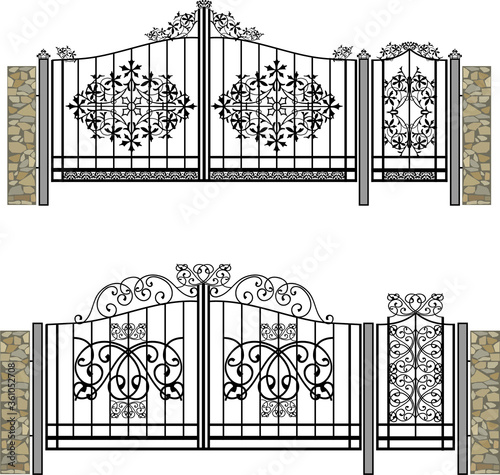 wrought iron gates metal decorative set