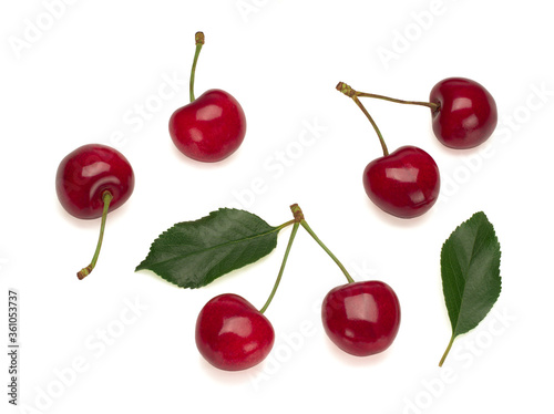 Sweet ripe cherry on white background